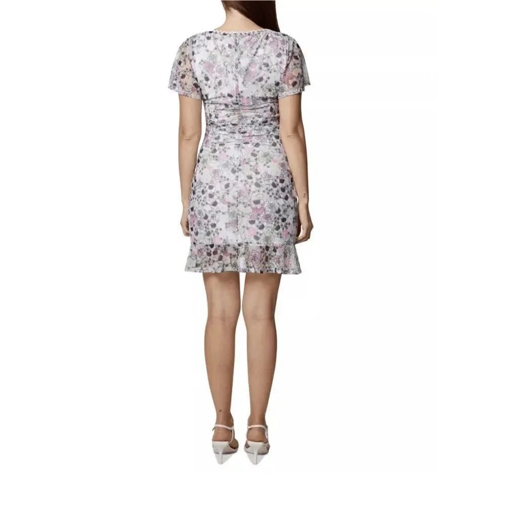 Bcbgeneration Ruched Mesh Mini Dress Garden 10